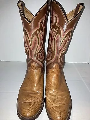 Justin Genuine Lizard Brown  Cowboy Boots Size Mens 7 D • $24