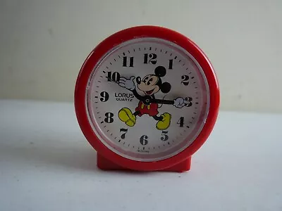 Vintage LORUS Battery Powered MICKEY MOUSE 3 1/2  Red Table Top Alarm Clock NEW • $19.99