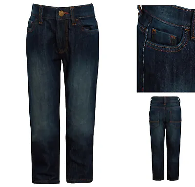 £8.95 • Buy Boys Jeans Next Denim Dark Blue Wash Straight Leg Zip Childrens Cotton Trousers