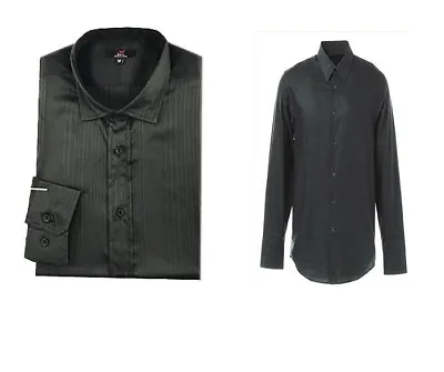 Mens Black Long Sleeve Smart Casual Stylish Shirt Size Medium Large XL NEW • $10.47