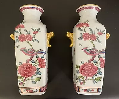 2 Limoges Matching Vases - Bernardaud & Co. - Chinois Gilt Trim 9 H Vintage • $35