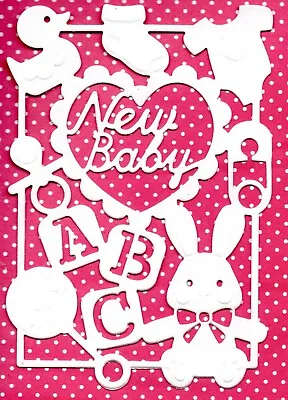 6 New Baby Frame Die Cuts - White Embossed-t Opper • £1.70
