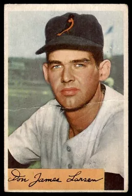 1954 Bowman Baseball Card Don Larsen RC Baltimore Orioles #101 G-VG • $17.99