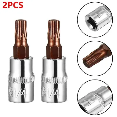 Reliable T30 Torx Bit Sockets 2pcs 1/4 Drive Great For Household Maintenance • £4.96