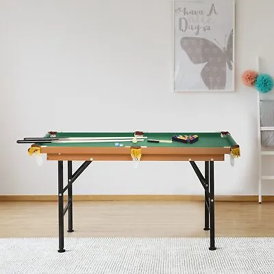 4.5ft Mini Table Top Pool Table Game Billiard Board Set Cues Play W/Balls • $108.37