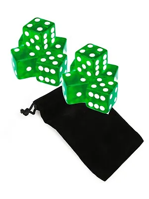 Set Of 10 Six Sided Square Translucent 16mm D6 Dice - Green With White Pip Die • $6.95