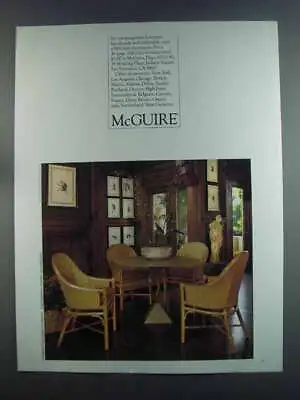 1982 McGuire Table And Chairs Furniture Advertisement • $19.99