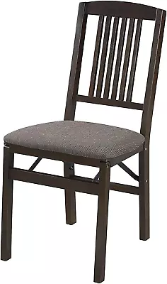 Stakmore Mission Solid Foldable Wood Dining Chairs With Fabric Padded Cushioned  • $170.99