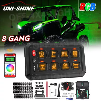 RGB 8 Gang LED Work Light Bar Switch Panel APP Control Accessories For KAWASAK  • $132.64