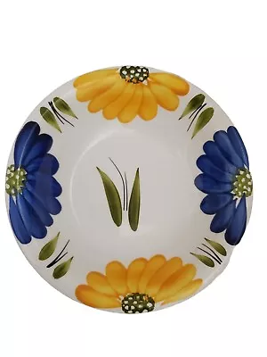 5 Maxam Made In Italy La Primula Daisy Floral Yellow Blue Bowl 8  Hand Painted • $54.95