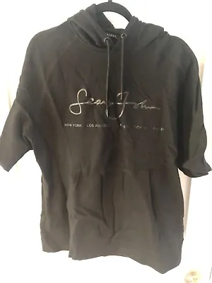 Vintage Sean John Men's Black Pull Over Short Sleeve Hoodie Size XL. • $19.99