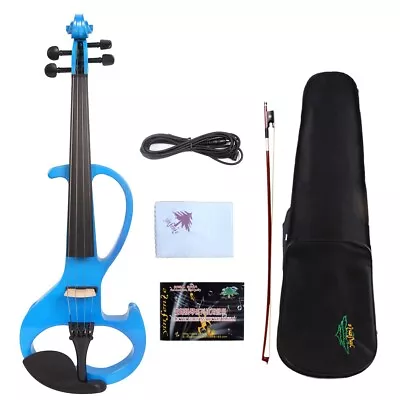 Yinfente Blue Electric Silent Violin 4/4 Free Case Nice Sound Ebony Parts #EV6 • $169