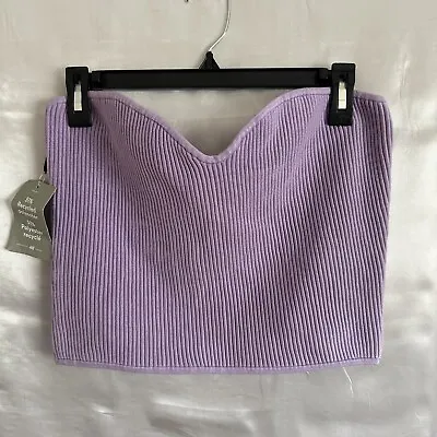 H&M Rib- Knit Tube Top Light Purple Stretch Womens Size XL • $13.99
