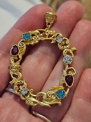 VERSACE Gorgeous Medusa Lrg EARRINGS Baroque Cameo Multicolor Crystals Goldtone • $235