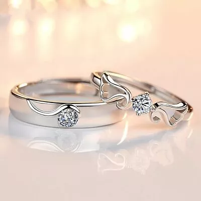 925 Sterling Silver Angel Wing Adjustable Ring Women Girls Jewellery Gift UK • £4.45