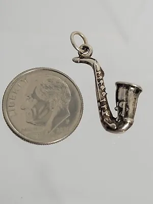 Vintage .925 Sterling Silver Saxophone 3D Bracelet Charm 2.2g Estate Music • $14.95