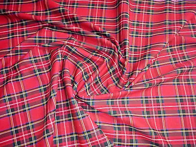 £1.09 • Buy Flat Weave 100% Cotton Tartan Fabric Material Double Sided - 147cm (58 ) Wide
