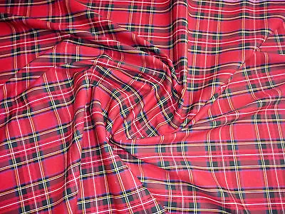 Flat Weave 100% Cotton Tartan Fabric Material Double Sided - 147cm (58 ) Wide • £0.99