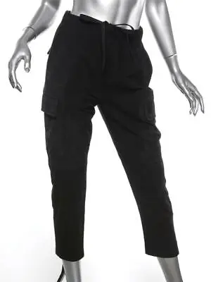 VINCE Black Suede Leather Drawstring-Waist Cargo Pocket Jogger Track Pant XS NEW • $300