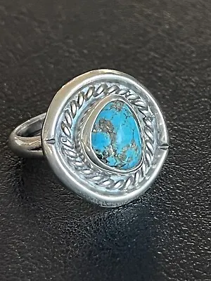 Vintage Sterling Silver Turquoise Ring Size 6 • $22.99