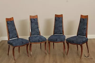 Klismos Style Mid Century Set Of Four Walnut Frame High Back Dining Chairs • $1995