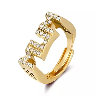 New Premium Gold 18K GF Mum Adjustable Ring With Stones • £24.99