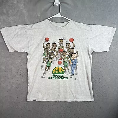 Vintage 90s Salem Sportswear Seattle Supersonics T Shirt Adult XL Gray USA Mens • $139.99