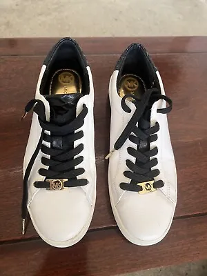 Michael Kors Women's Irving Lace-Up Sneakers Optic White/Black - Size 7.5 • $19.99
