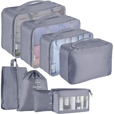 $22.99 • Buy 8PCS Packing Cube Travel Luggage Organizer Underwear Socks Suitcase Storage Bag