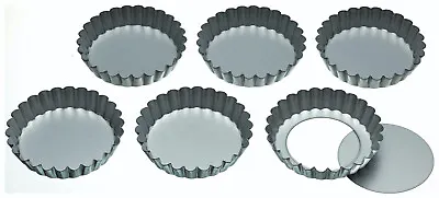 KitchenCraft Set Of Six 10cm Loose Base Tart Tins • £11.99