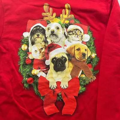 Fifth Sun Men's Size Small Long Sleeve Red Christmas Dogs Pullover Sweater • $8.75