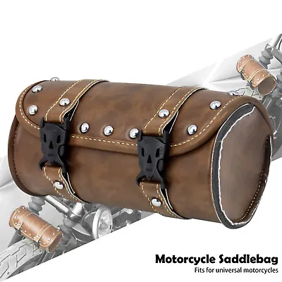 Motorcycle Retro Saddle Bags Fork Tool PU Leather Luggage Handlebar Bag Storage • $28.49