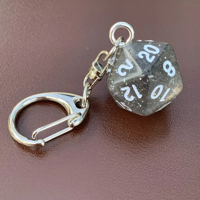 £2.99 • Buy D20 Dice Keyring - Smoky Gem - Glitter - Geek - Games Master - D&D.