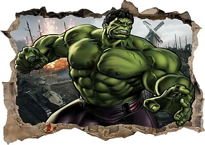 Marvel Avengers Super Heros Hulk 3d Smashed Wall View Sticker Poster Vinyl Z6 • £10.99