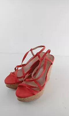 Women's H&M Wedge Heels Size 6.5 Brown Orange Straps Platform Comfort Used F2 • £6.99