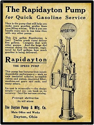 1919 Rapidayton Visible Gas Pump Of Dayton OhiO New Metal Sign: Large Size • $33.88