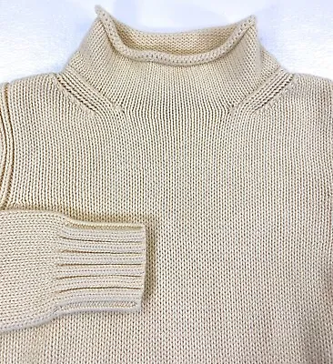 J. Crew Always Women's Pullover Roll Neck Cotton Knit Cream Sweater Small • $29.71