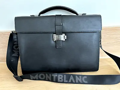 Montblanc Westside Gusset Leather Briefcase With Detachable Shoulder Strap • $299