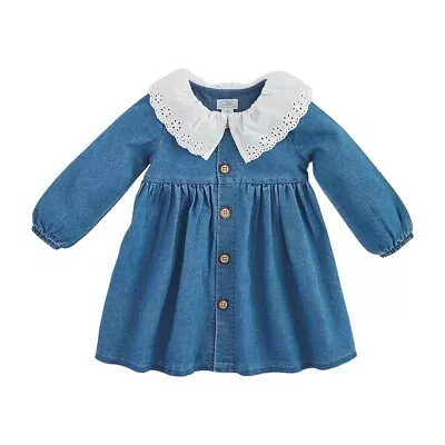 Mud Pie Toddler Girl Eyelet Collar Denim Dress Size 3T NEW • $24.95