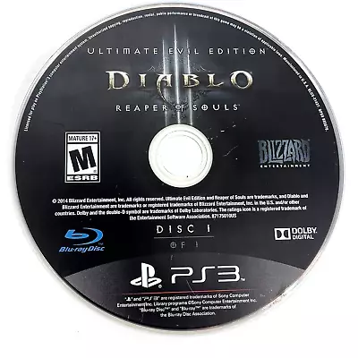 Diablo III: Reaper Of Souls Ultimate Evil Edition PS3 DISC ONLY Tested *NO TRACK • $8.49