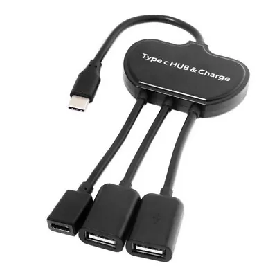 USB-C  OTG Cable Dual Ports USB Hub With Type-C Power Charging Port • $12.59