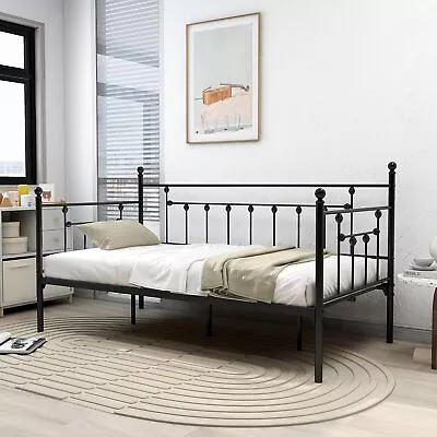 Metal Daybed Guest Bed Frame For Living Room Bedroom Steel No Box Spring Black • $122.89