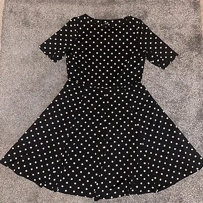 Wallis Dress Womens Size 12 Polka Dot Short Sleeve • £4.99