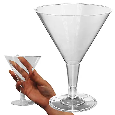 Professional Catering Grade Plastic Re-Usable Martini Goblet Party Glasses 8oz • £7.49