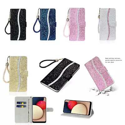 Bling PU Leather Flip Wallet Case Phone Cover For Samsung S22 S21 S23 S10E S20E • $13.19