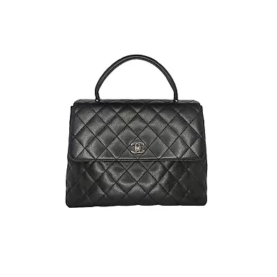 Chanel Vintage Caviar Quilted Kelly Top Handle Bag • $3200
