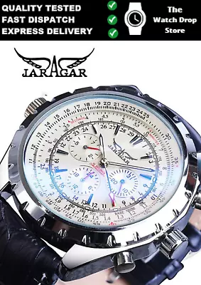 Men Mechanical White Classic Watches Stainless Steel Luminous Automatic Watch • £30.49