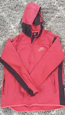 Nike Hoodie Sweatshirt Mens Large Red/Black Zip Up Hooded Sportswear Jumper  Top • £15.60