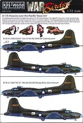 Kits World Decals 1/72 B-17E HEAVIES OVER THE PACIFIC Calamity Jane Ready Betty • $12.99