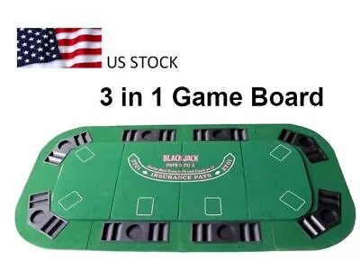 Portable 3-in-1 Folding Casino Game Table For Poker Blackjack Craps Texas Hold • $89.99